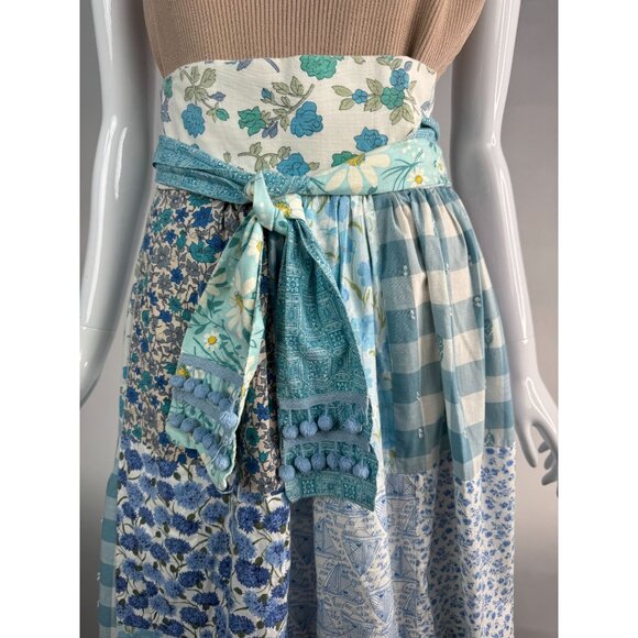 Handmade Vintage Patchwork Wrap Skirt  OS Blues   Cotton Blend - Picture 13 of 16